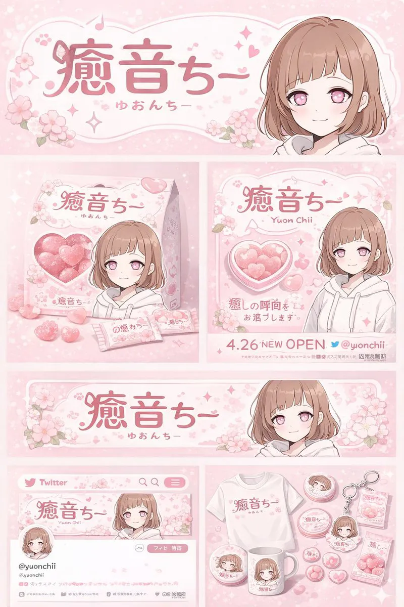 做动漫角色品牌形象与周边产品展示板图 成品示范