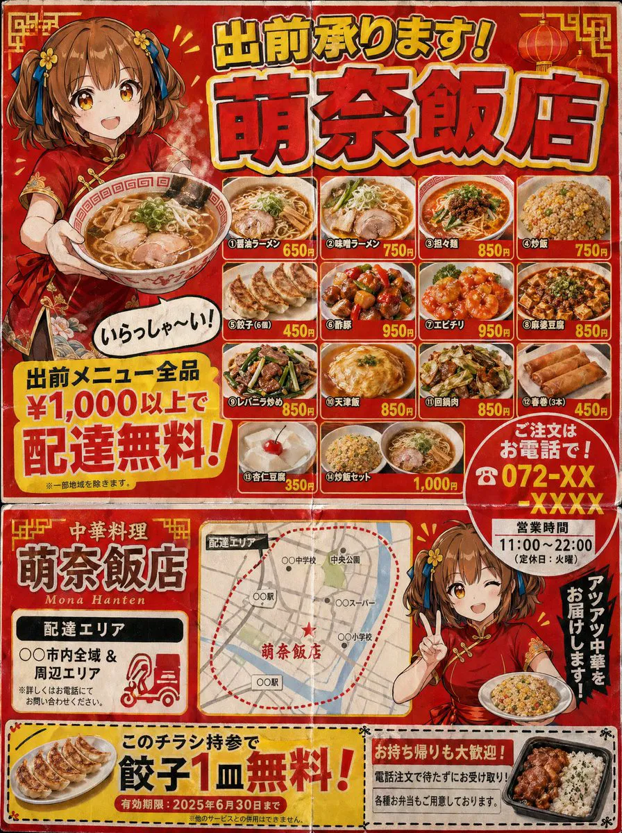 做日式中华料理外卖宣传单图 成品示范