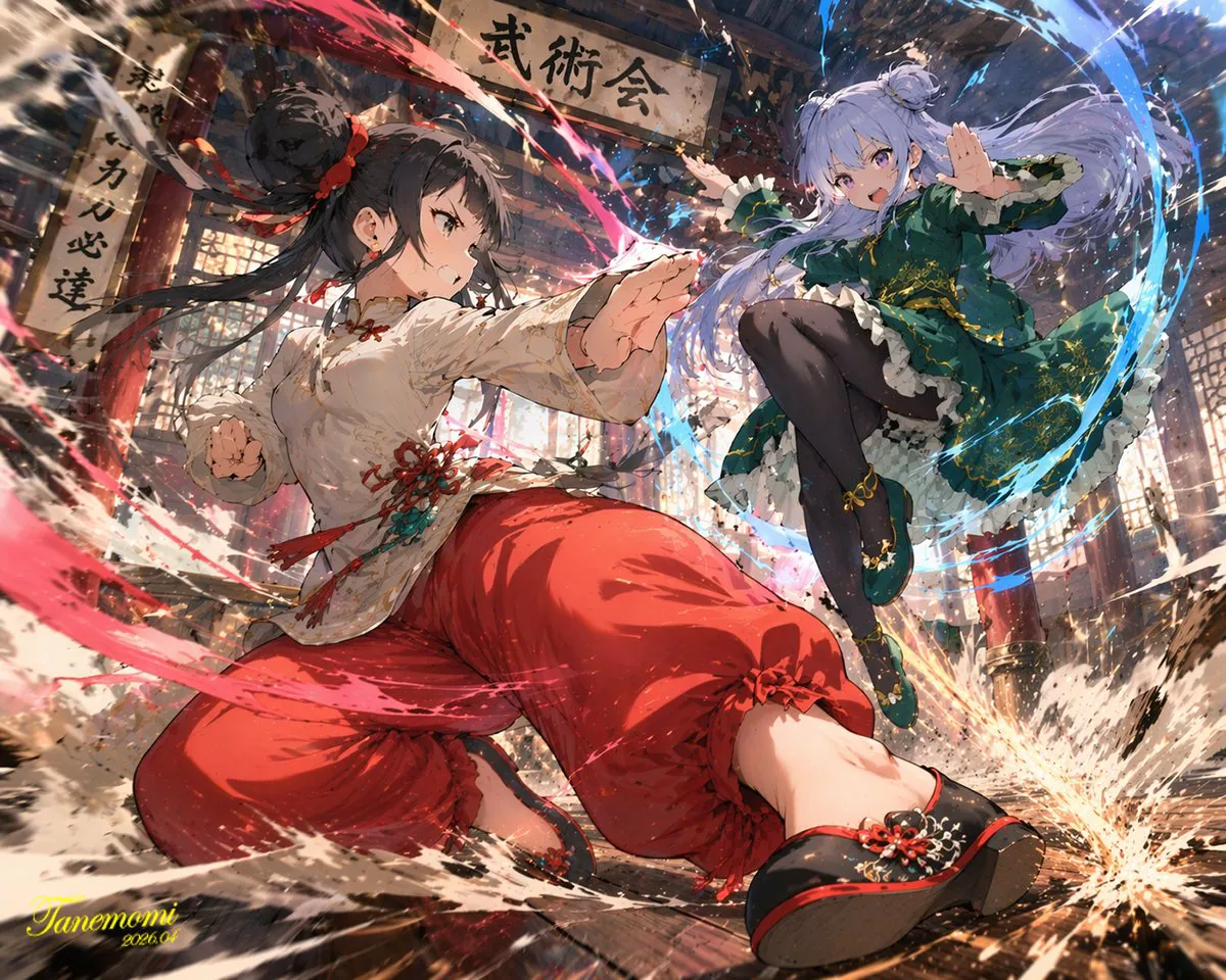做动漫格斗对战插画图 成品示范